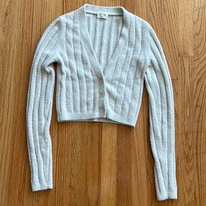 NWOT Aritzia Wilfred Hush Knit Cardigan Chenille size XS in Silver Birch